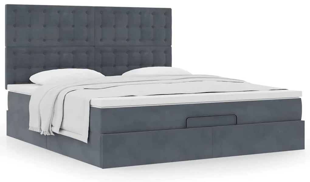 Estrutura cama otomana colchões 180x200 cm cinzento escuro