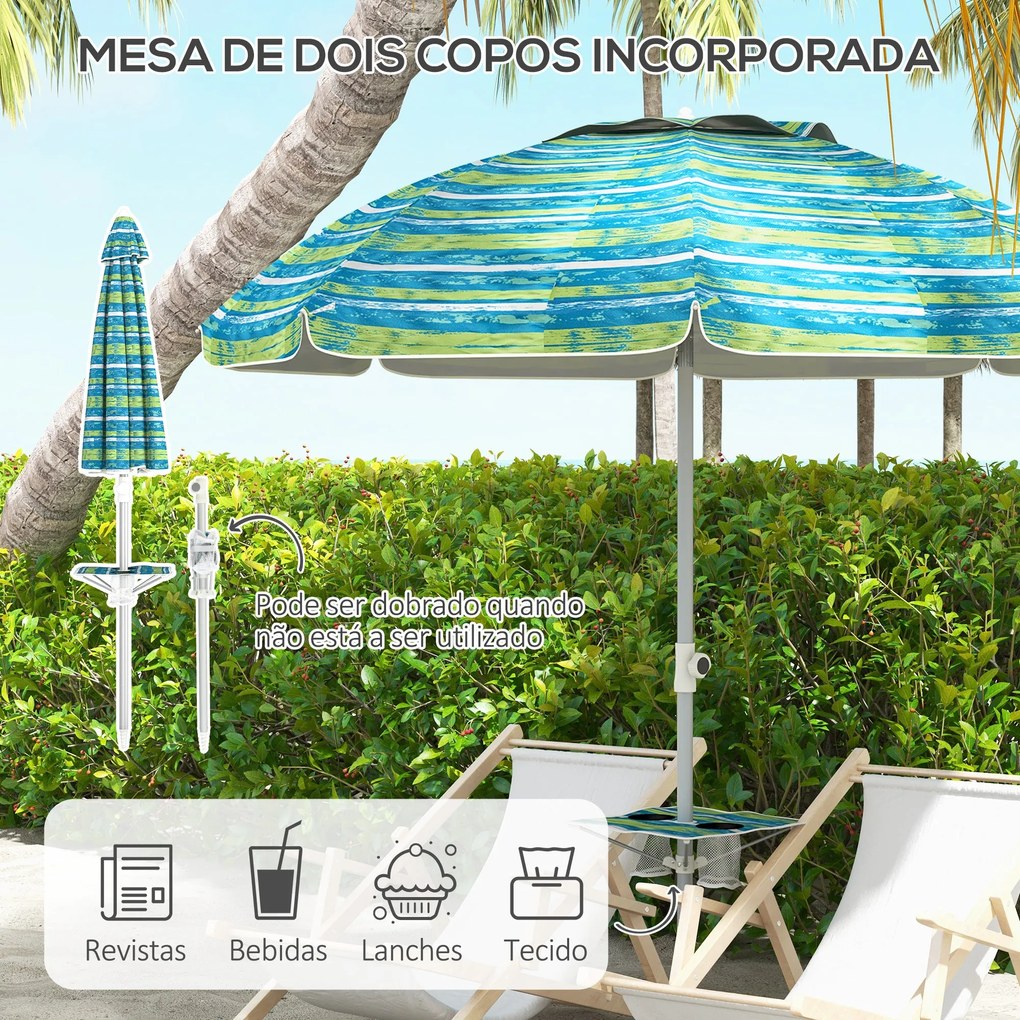 Chapéu de Sol de Praia Ø190x215 cm Chapéu de Sol para Terraço com Incl