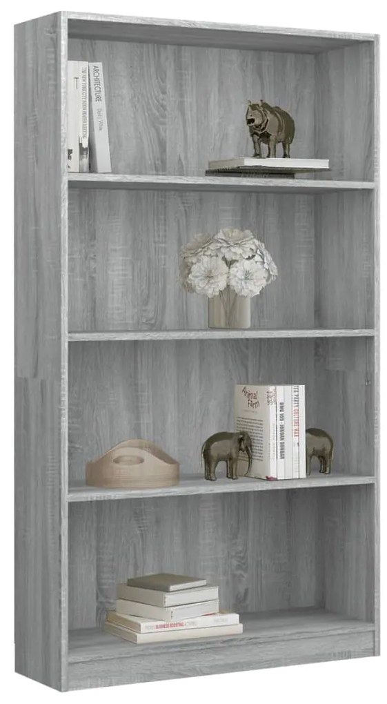 Estante 4 prateleiras 80x24x142 cm deriv. madeira cinza-cimento