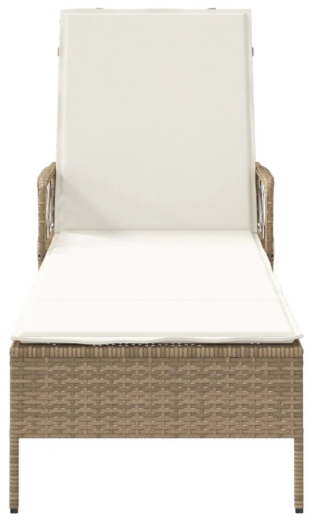 Espreguiçadeira Bege e creme Vime PE 157 x 55 x 92 cm Dobrável