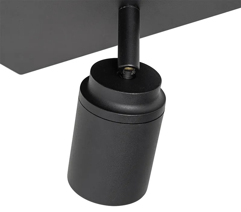 Foco de teto moderno preto quadrado 3 luzes IP44 - Ducha Moderno