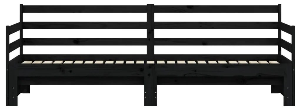 Sofá-cama com gavetão 80x200 cm madeira de pinho maciça preto