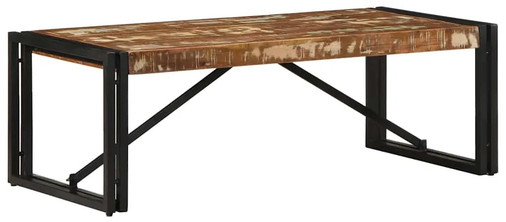 Mesa de centro multicor 100x50x35 cm madeira maciça recuperada