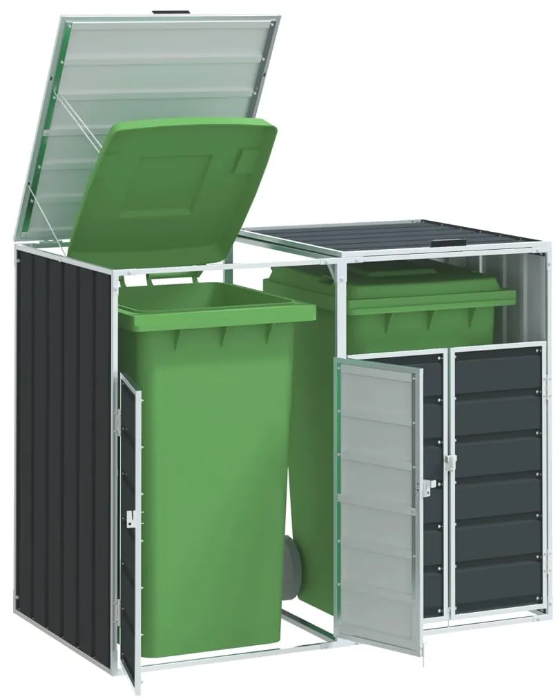 vidaXL Contentor c/ rodas p/ dois caixotes lixo 144x81x113 cm aço