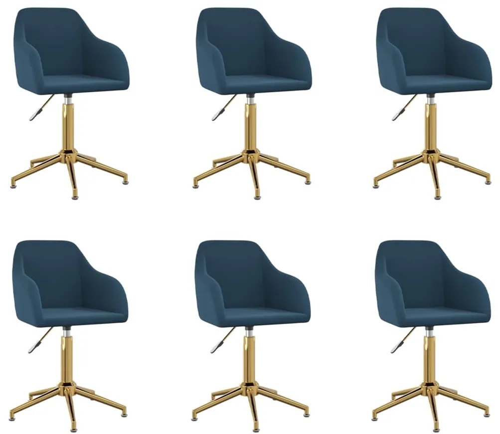 vidaXL Cadeiras de jantar giratórias 6 pcs veludo azul