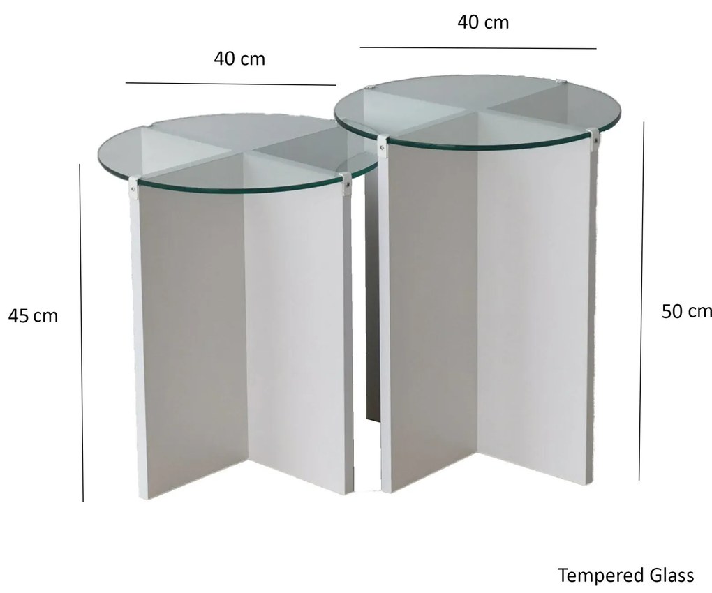 Mesas de Aninhamento Lily – Branco – Diâmetro: 40 cm, Altura: 45 cm/50