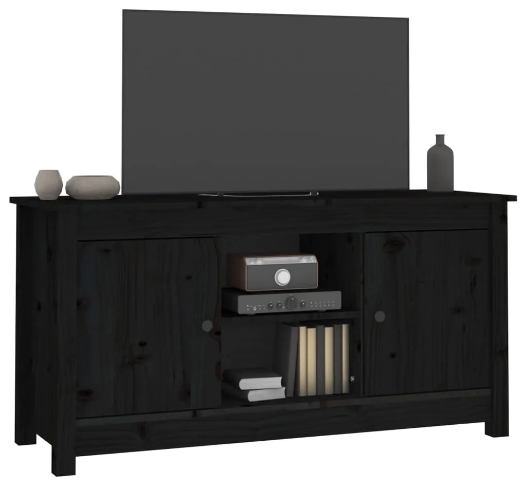 Móvel de TV 103x36,5x52 cm madeira de pinho maciça preto
