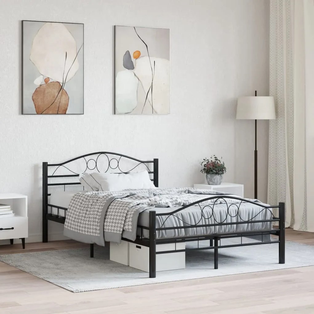 285288 vidaXL Estrutura de cama 140x200 cm aço preto