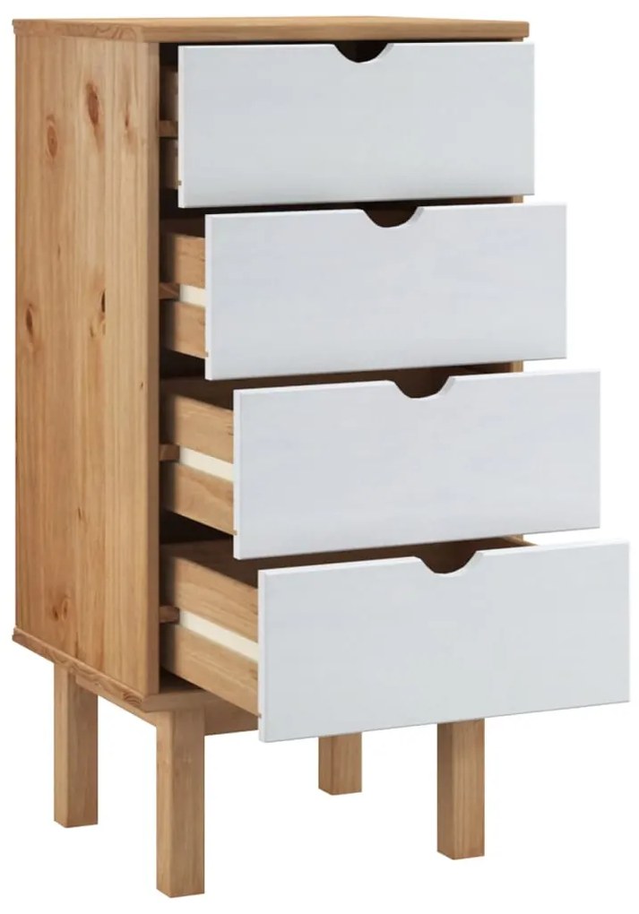 Armário gavetas OTTA 45x39x90 cm pinho maciço castanho/branco