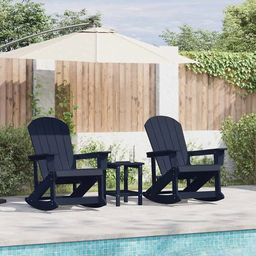 vidaXL Conjunto de Lounge de Jardim 3 pcs Azul-marinho HDPE