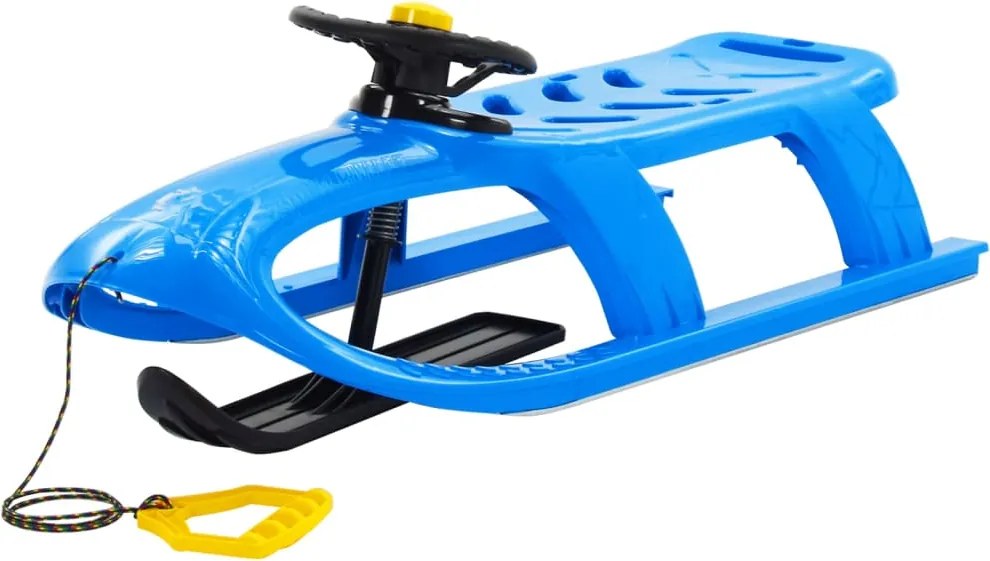 vidaXL Trenó com volante 102,5x40x23 cm polipropileno azul