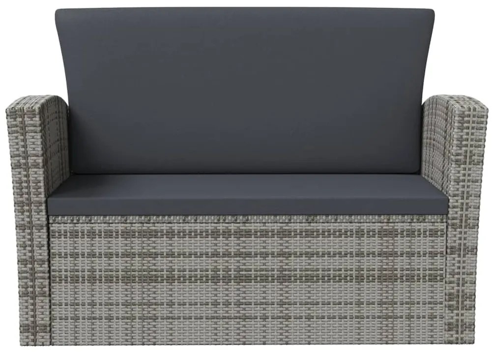 8 pcs conjunto lounge de jardim c/ almofadões vime PE cinzento