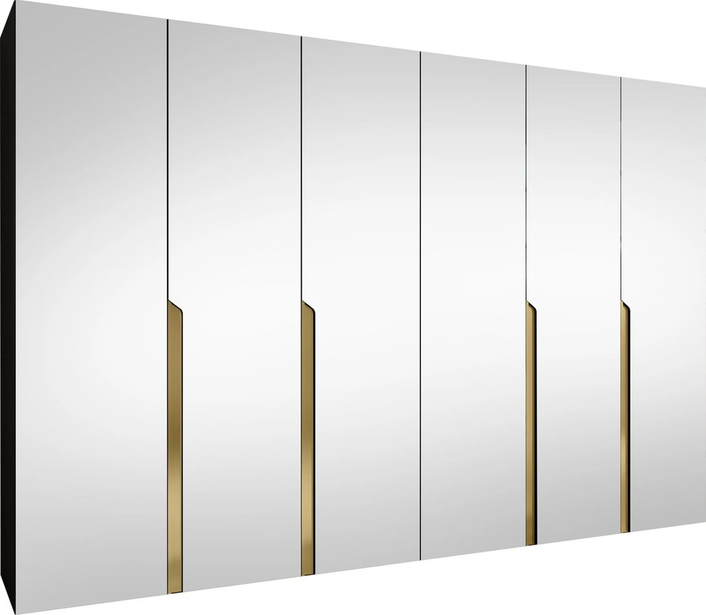 Roupeiro Hartford 593, Preto, Dourado, 202x300x52cm, 210.5 kg, Portas para roupeiro: Com dobradiças