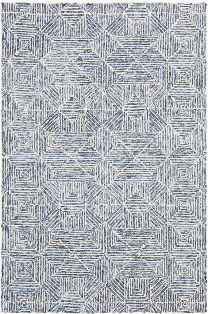 Tapete de lã artesanal de pelo curto Azure