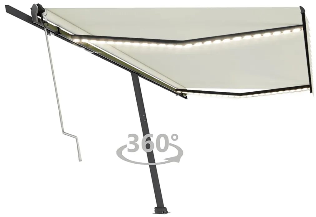 Toldo automático com LED e sensor de vento 500x350 cm cor creme