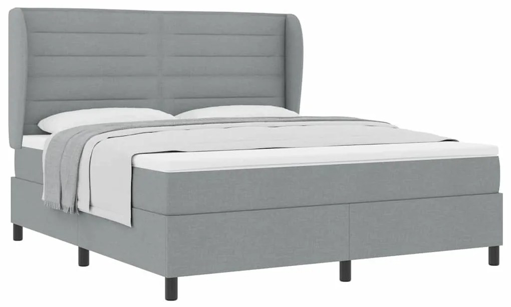 Cama Box com Colchão Cinza Claro 180x200 cm.