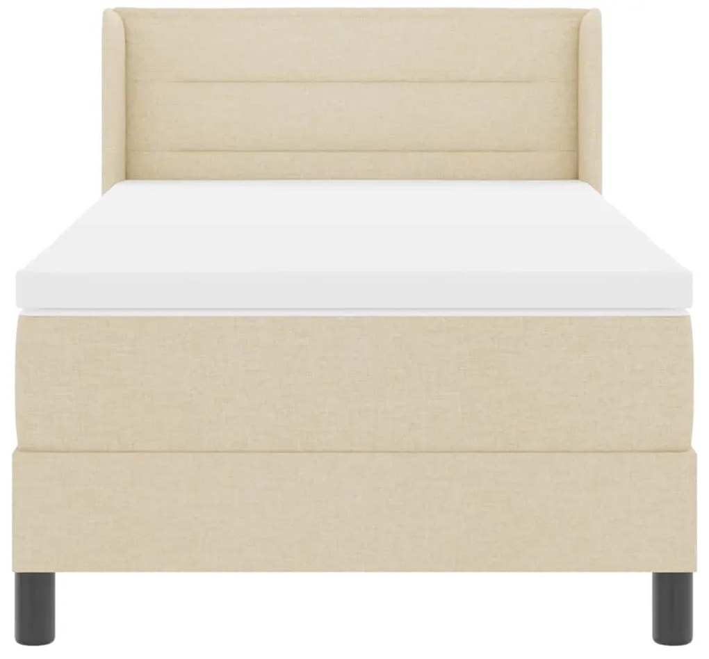 Cama Box com Colchão Creme, 90x200 cm, Tecido.
