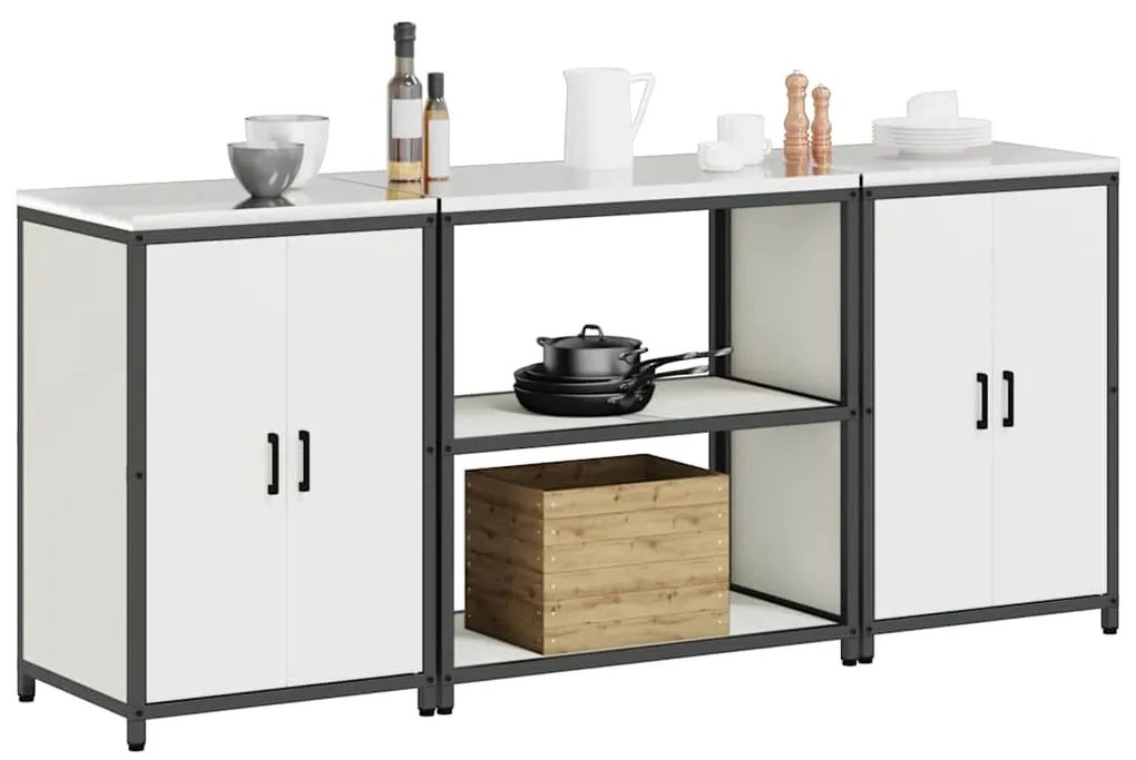 Conjunto de Armazenamento de Cozinha 3 pcs Branco