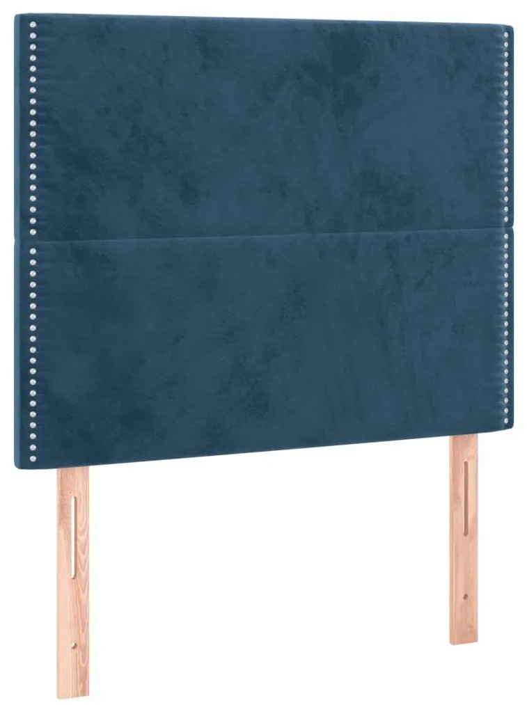 Estrutura de cama sem colchão 90x190 cm veludo azul-escuro