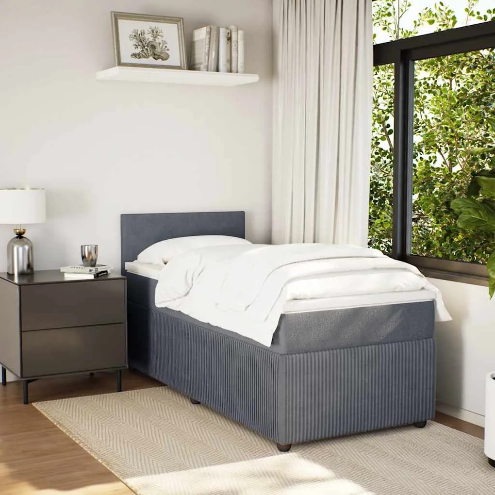 Cama com molas/colchão 100x200 cm veludo cinza-escuro