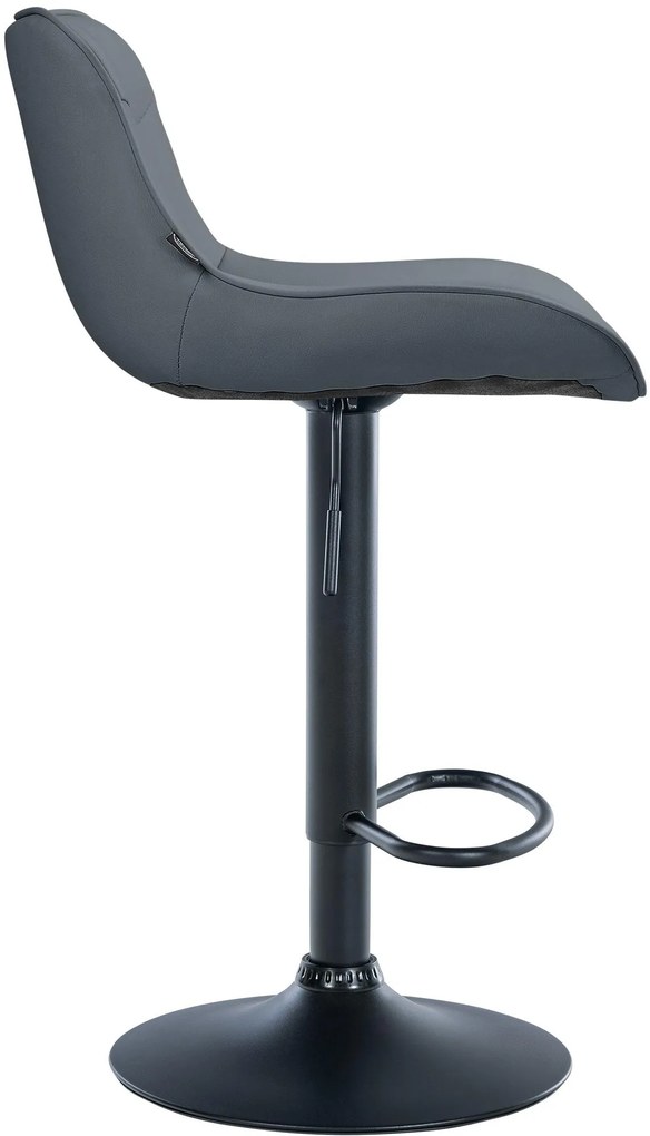 Banco alto em couro sintético com estrutura preta 85-106 x 49 x 51 cm cinzento