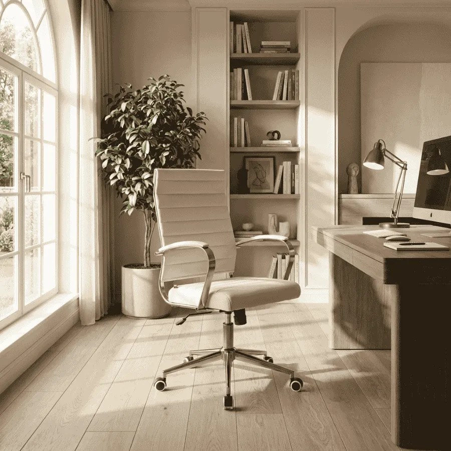 Cadeira de escritório de Couro Sintético Havana Creme