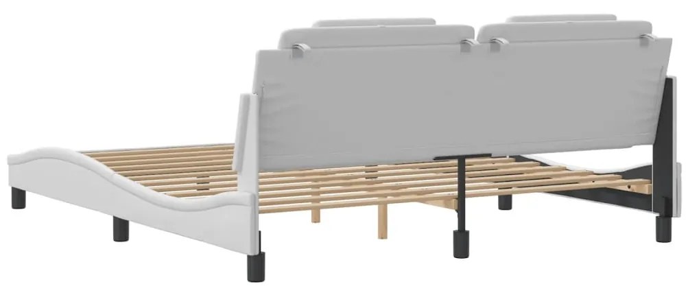 Estrutura cama c/ cabeceira 180x200 cm couro artificial branco
