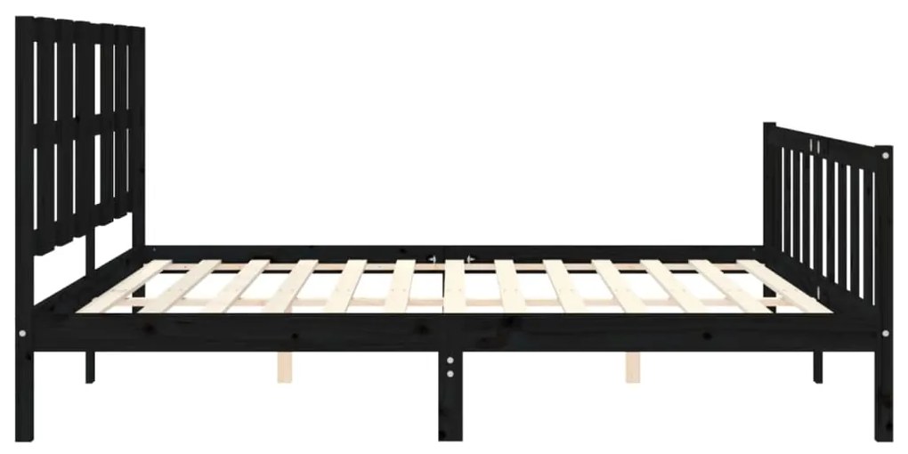 Estrutura de cama com cabeceira 200x200 cm madeira maciça preto