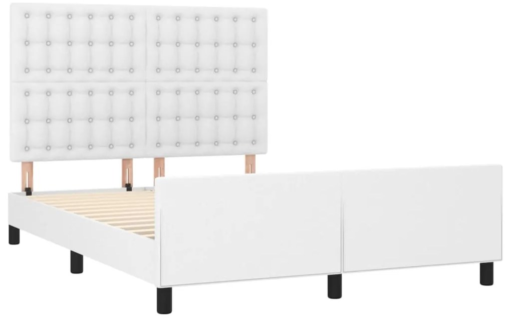Estrutura cama c/ cabeceira 140x200 cm couro artificial branco