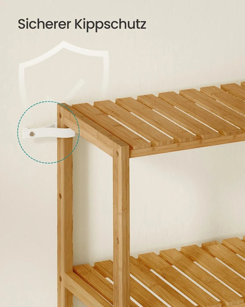 Estante de bambu com 6 prateleiras ajustáveis 26 x 60 x 160,9 cm Bege natural