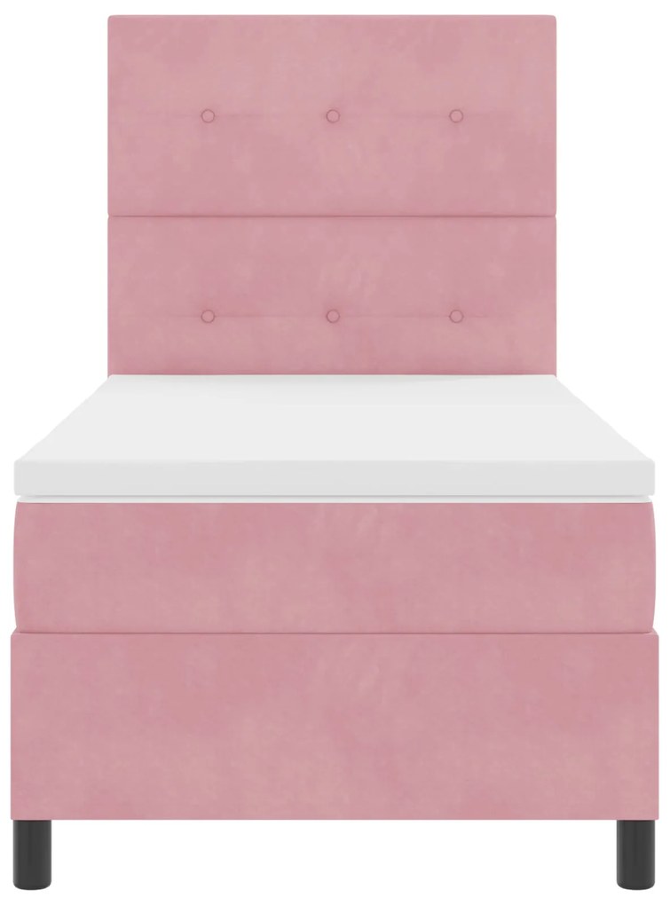 Cama Box Spring com Colchão Rosa 90x200 cm Veludo
