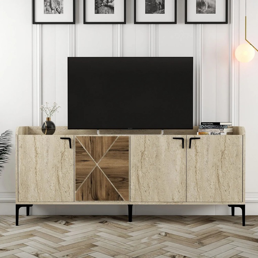 Console Venedik – Walnut Travertine – 180x78x35 cm
