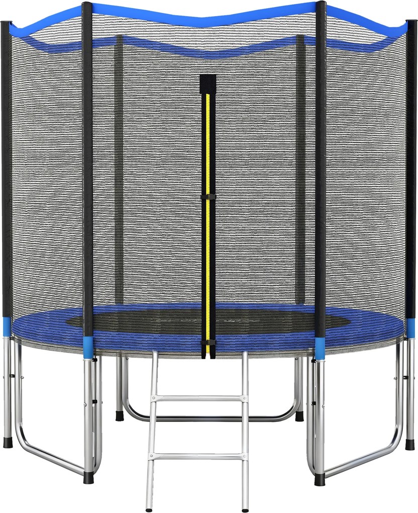 SPORTNOW Trampolim para Crianças Exterior Ø244 cm com Rede de Segurança Escada Acolchoamento de Molas Azul | Aosom Portugal