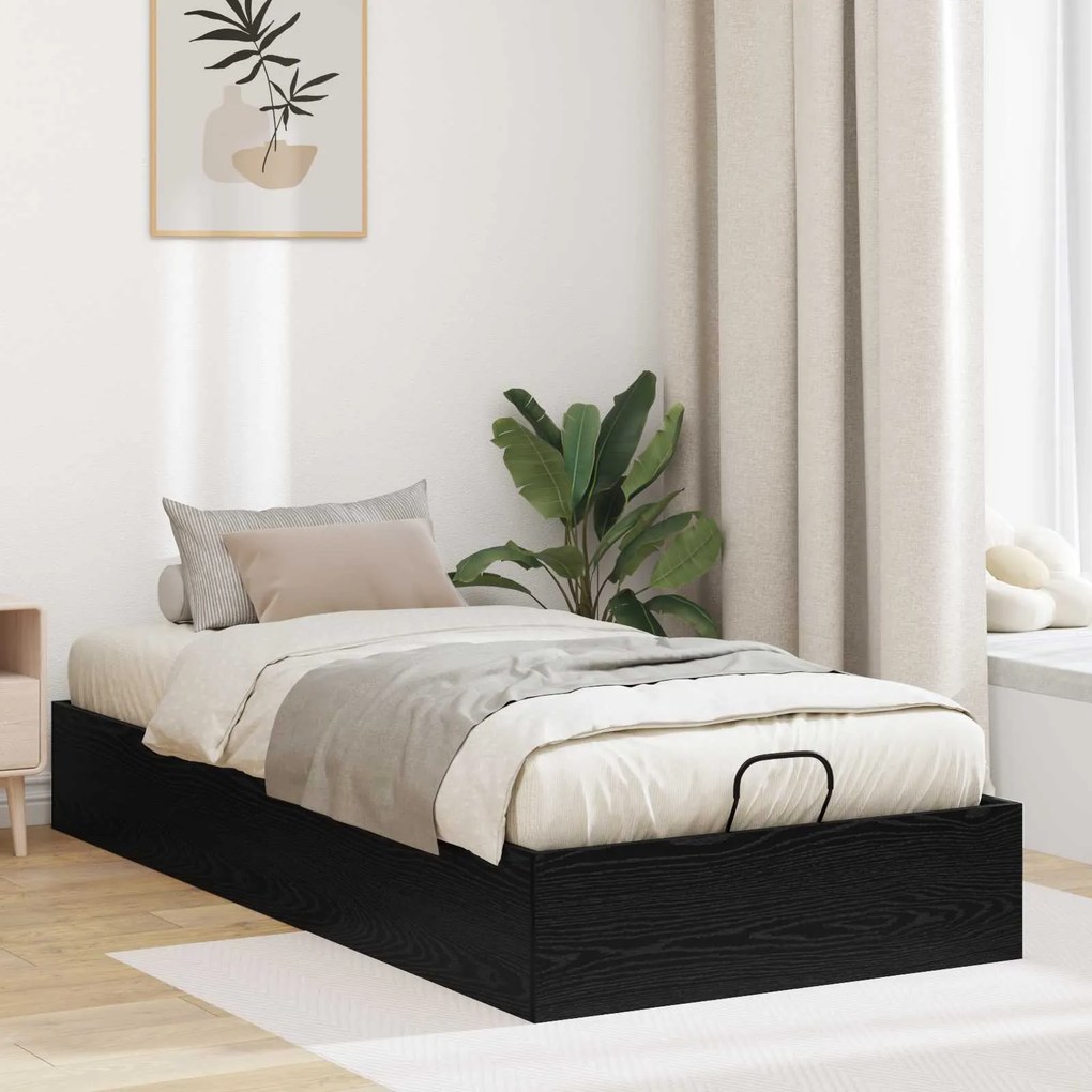 vidaXL Estrutura de Cama Ottoman Carvalho Preto 80,5 x 200 cm