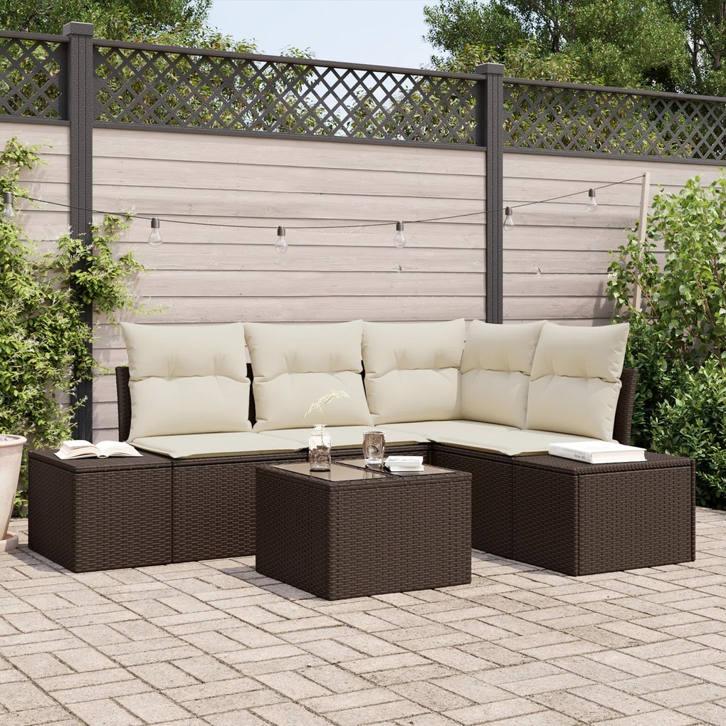 Conjunto de Sofá de Jardim com Almofadas em Rattan Poliéster Cinza