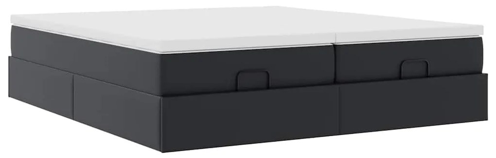 Estrutura de cama otomana com colchões pele artificial preta