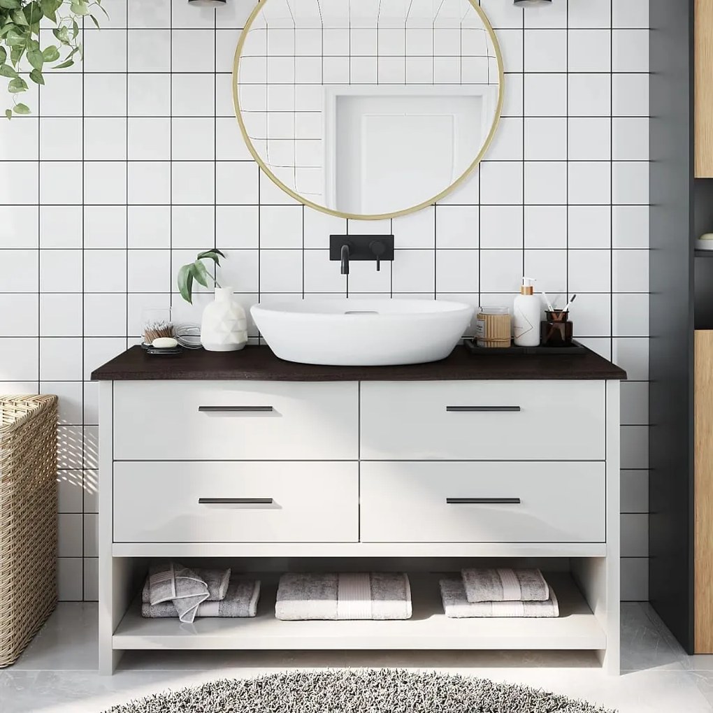 vidaXL Bancada p/ WC 100x40x2 cm madeira tratada castanho-escuro