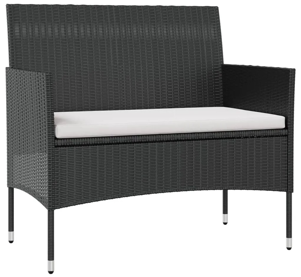 8 pcs conjunto lounge de jardim c/ almofadões vime PE preto
