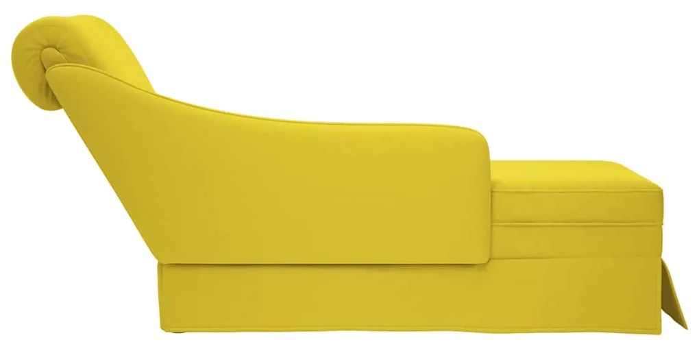 Chaise-longue com almofada e apoio braço direito veludo amarelo