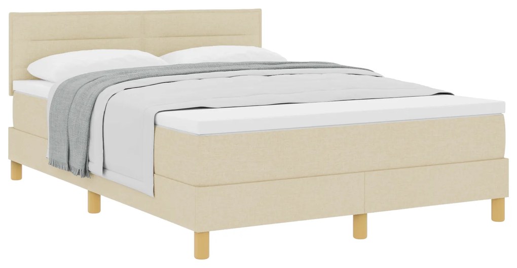 Cama Box Spring com Colchão Creme 140x190 cm Tecido