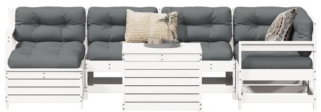 7 pcs conjunto de sofás para jardim pinho maciço branco