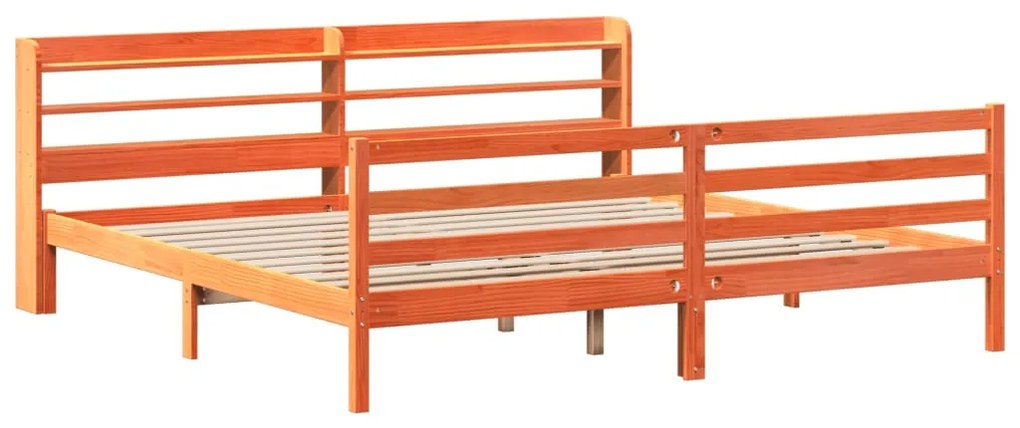 Cama sem colchão 200x200 cm pinho maciço castanho-mel