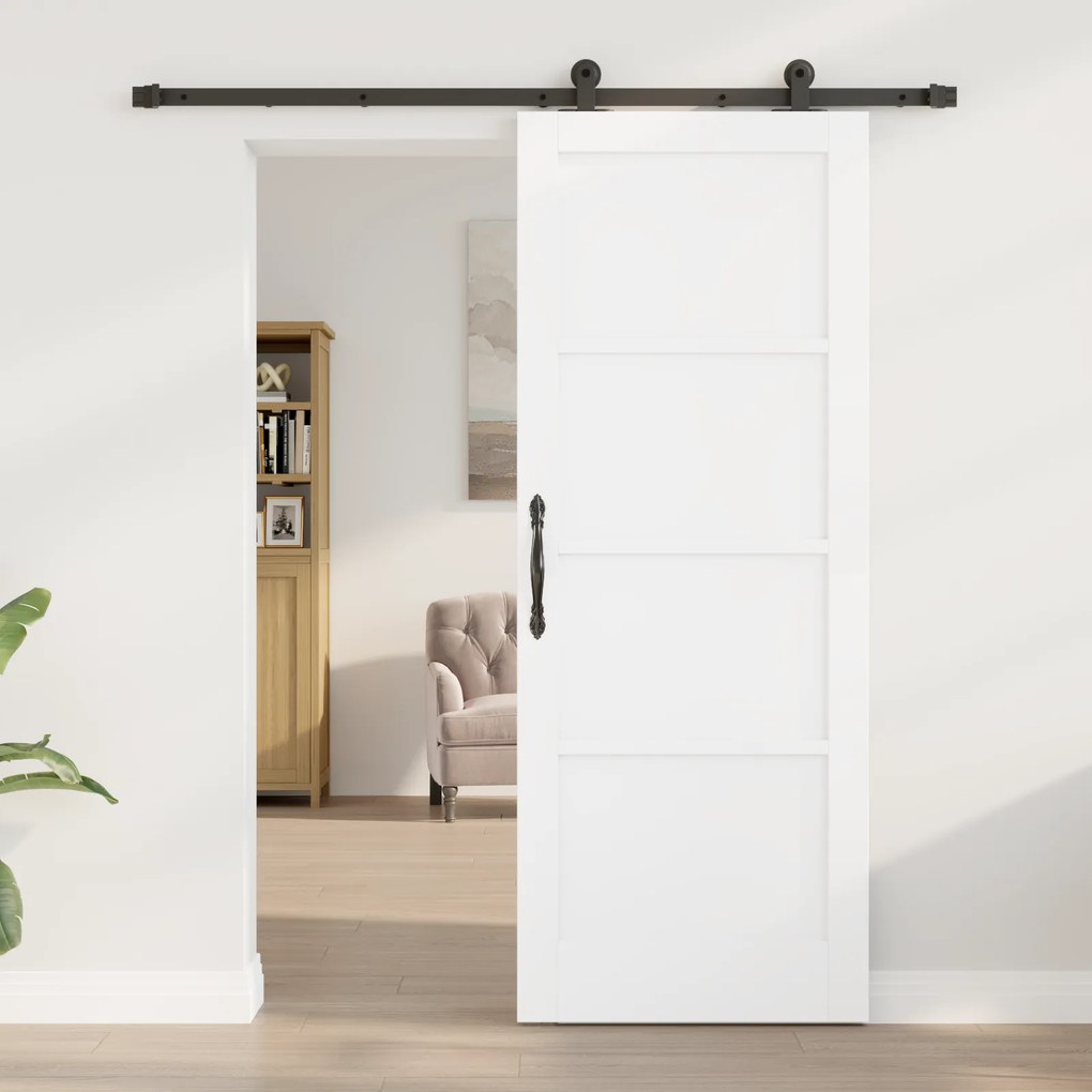 Porta deslizante vidaXL com conjunto de hardware branca 78x202 cm made