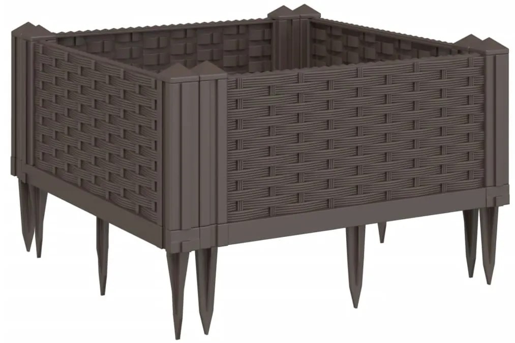Vaso/floreira jardim c/ estacas 42,5x42,5x28,5 cm PP castanho