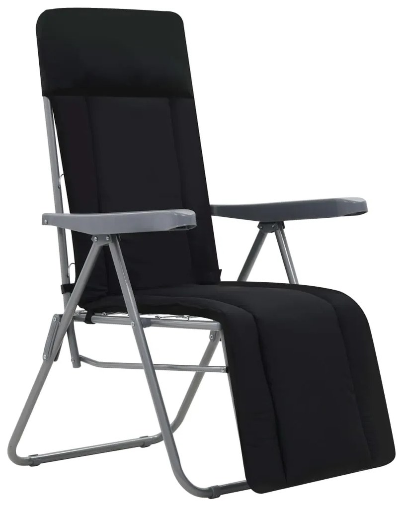 Cadeiras de jardim dobráveis com almofadões 2 pcs preto