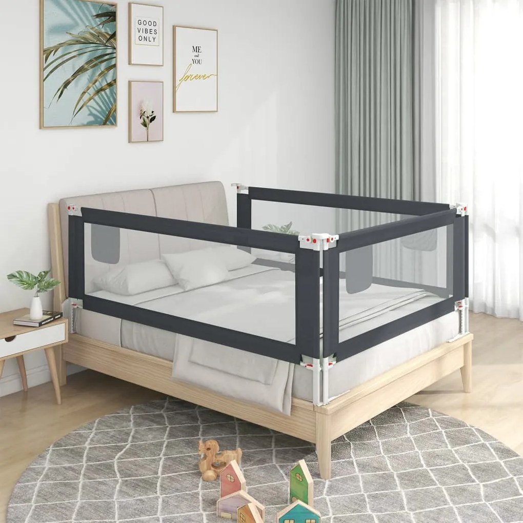 Barra segurança p/ cama infantil tecido 100x25 cm cinza-escuro