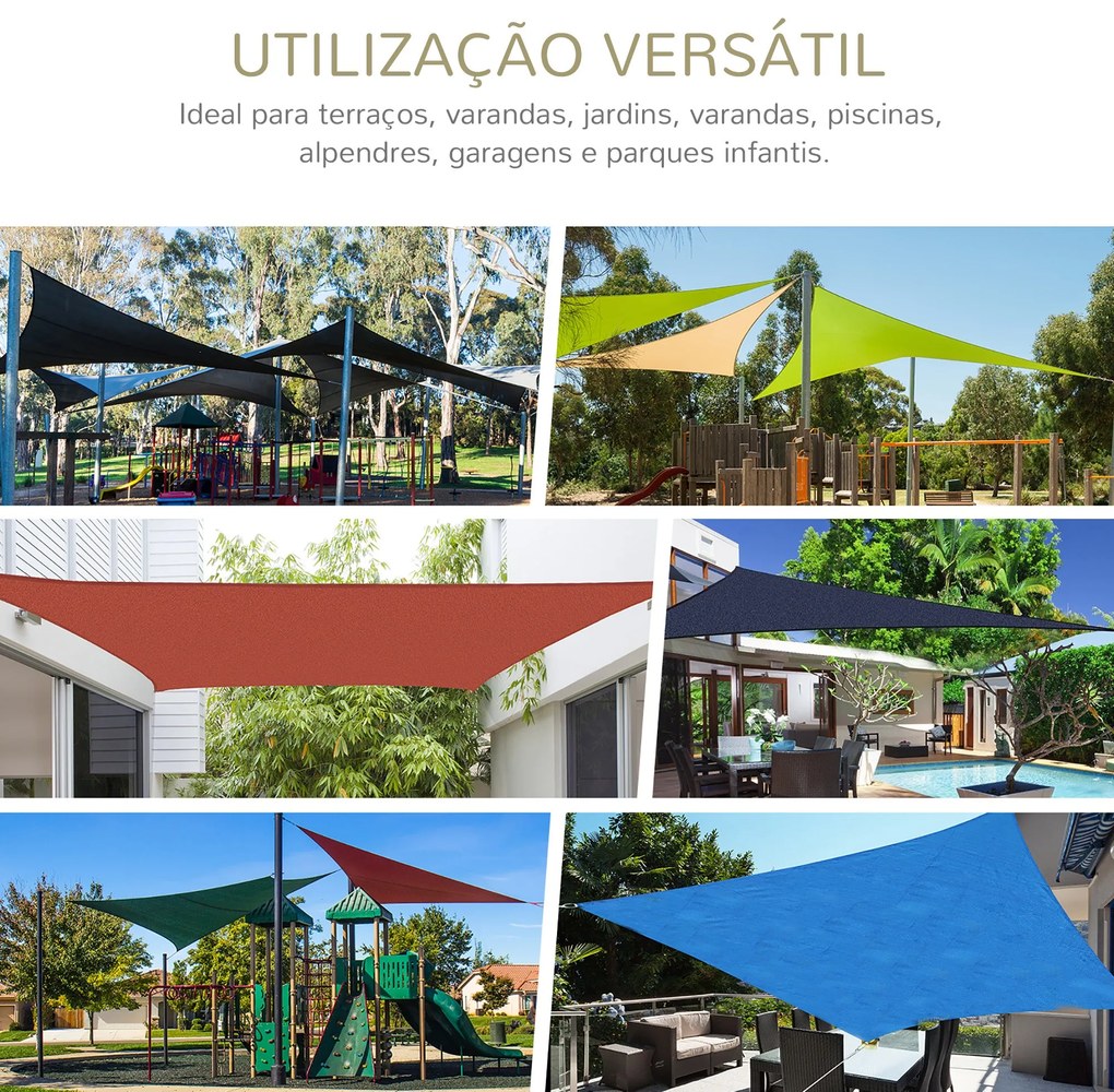 Outsunny Vela de Sombra Retangular 3x4 m Toldo Vela de HDPE com Proteç