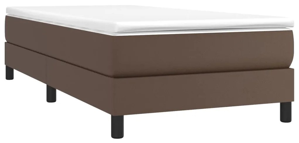 Estrutura de cama 90x200 cm couro artificial castanho