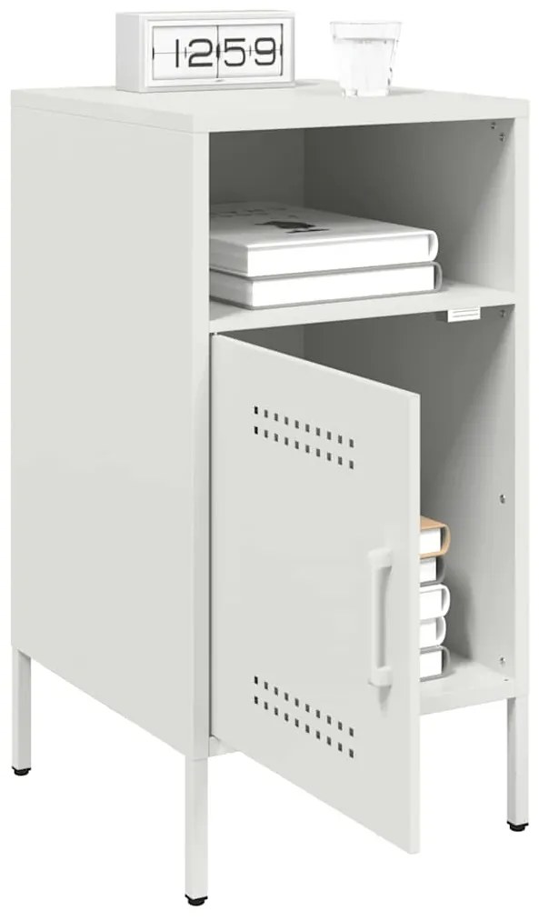 Mesas de cabeceira 2 pcs 36x39x68 cm aço branco