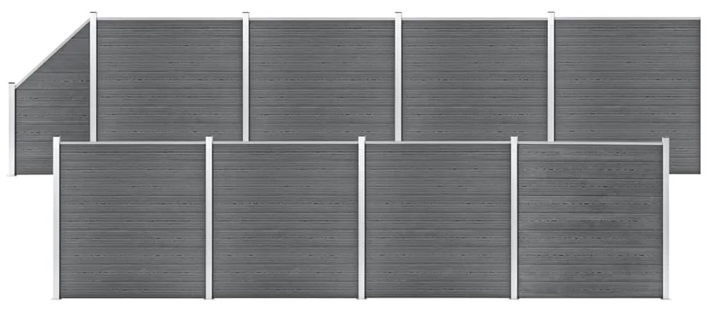 vidaXL Painel vedação WPC 8 quadrados/1 inclinado 1484x186 cm cinzento